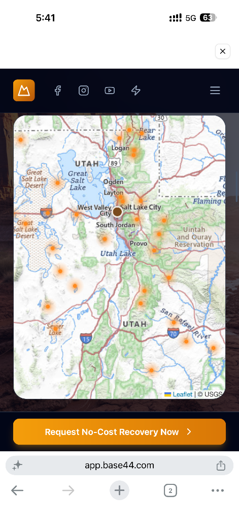 USGS topographic map of Utah and the Intermountain West service area