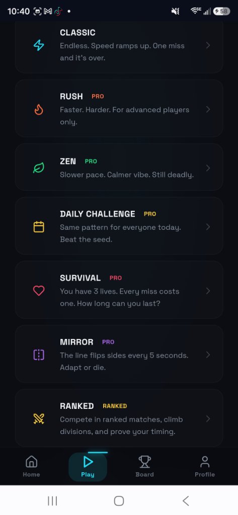 CrashLineZ Modes Screen