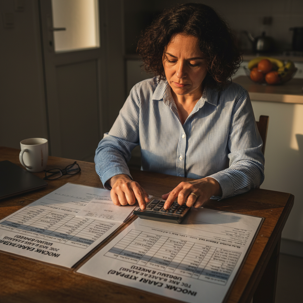 טבלת חישובים ומחשבון על שולחן - חישוב מדרגות מס הכנסה 2026