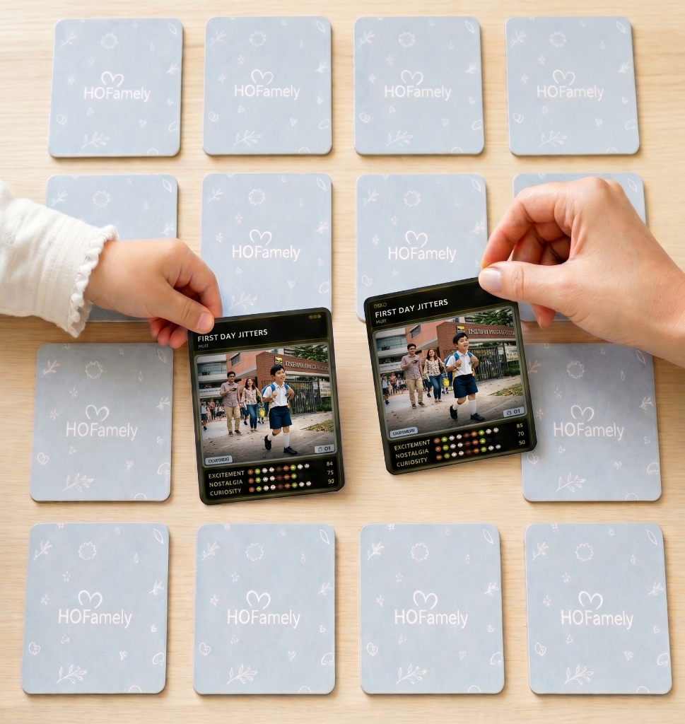 Custom family memory matching game using HOFamely photo cards