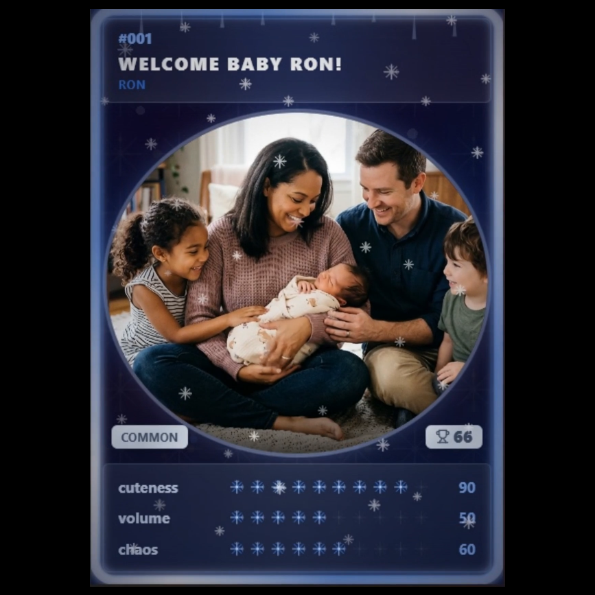 HOFamely custom family trading card preview — see how your personalized cards look