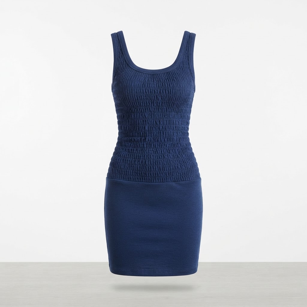 Sleeveless Shirred Bodycon Mini Dress Casual
