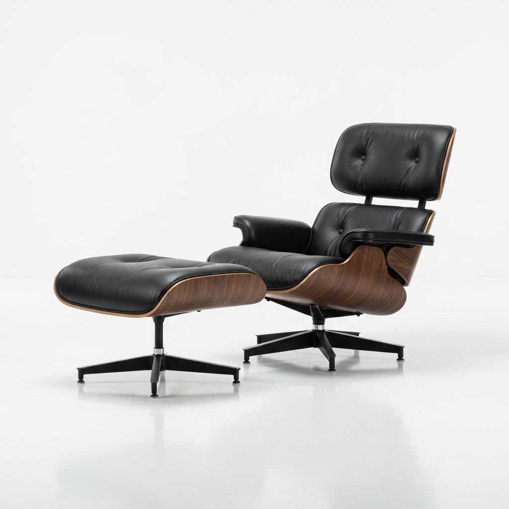 Modern Swivel Lounge Chair Ottoman PU
