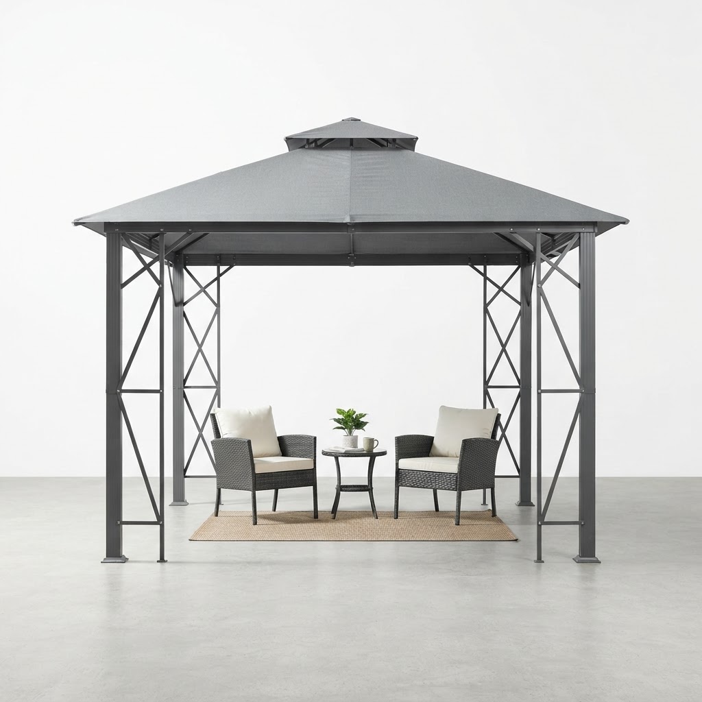 10x10 Steel Grey Patio Gazebo Canopy