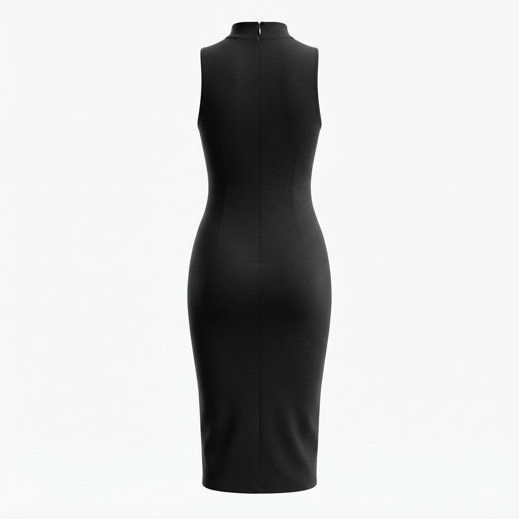 High Neck Sleeveless Bodycon Midi Dress
