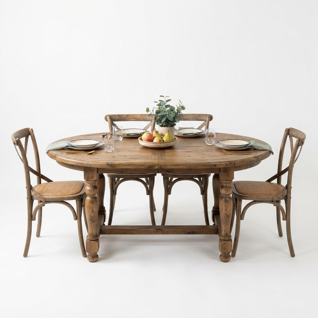 Rustic Oval Dining Table for 4