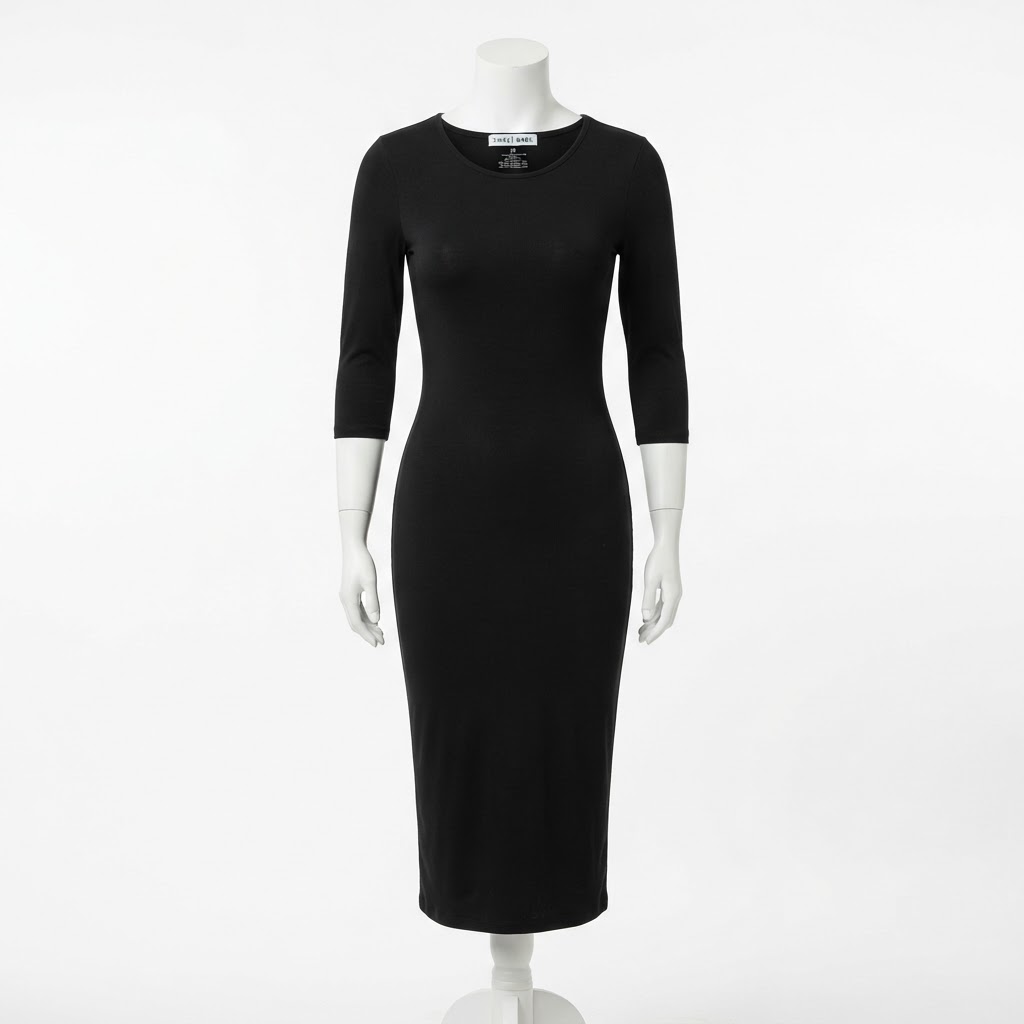 SWEET BABE Black Bodycon Midi Dress