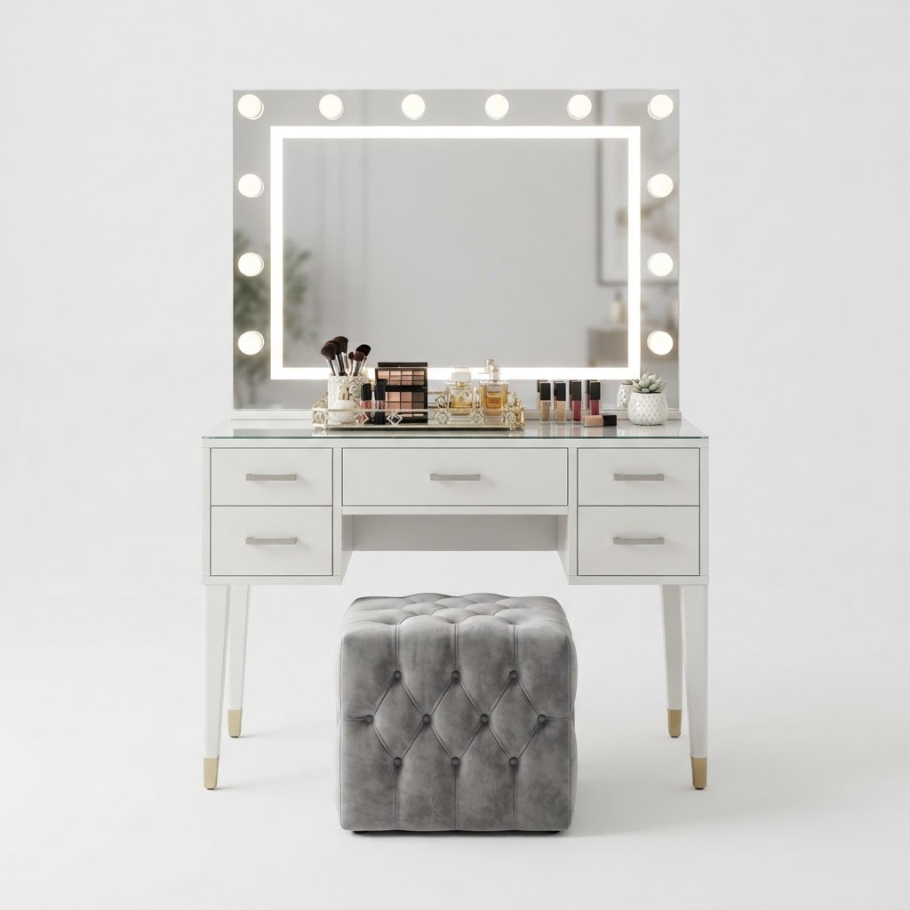 New Large Mirror Vanity Desk for