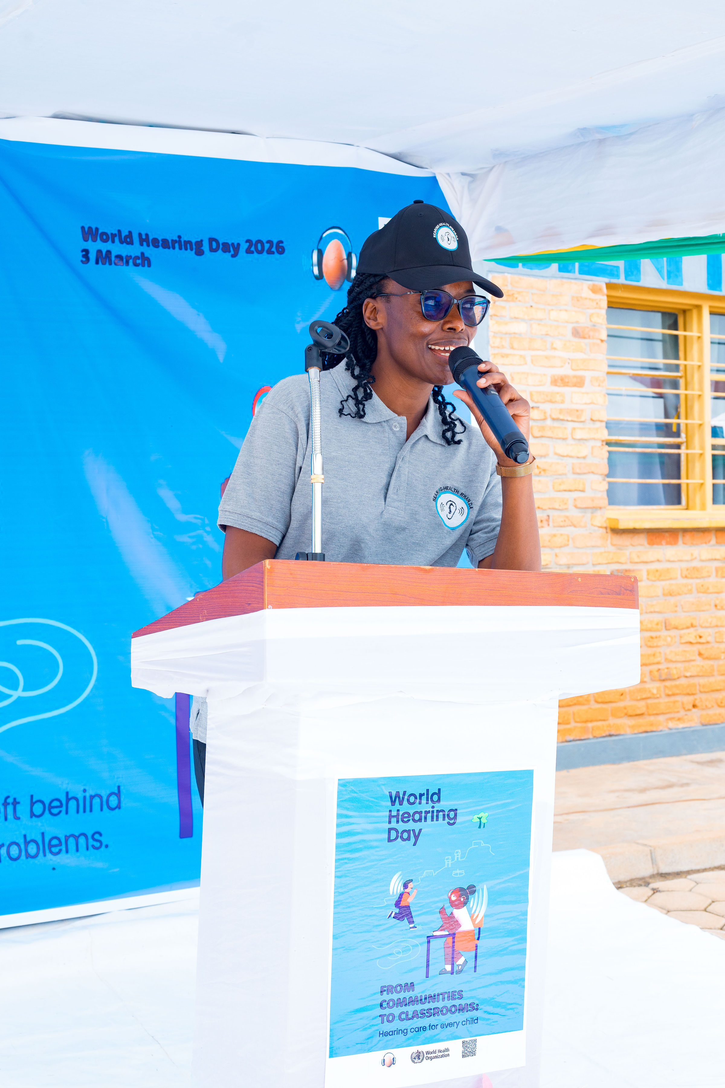 HHR speaker at the podium at World Hearing Day 2026