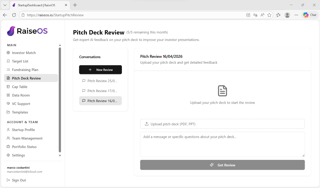 Pitch Deck Review tool