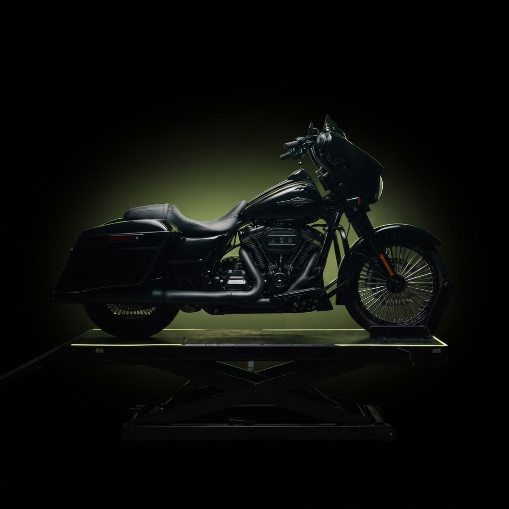 Motorcycle prepared on a service lift