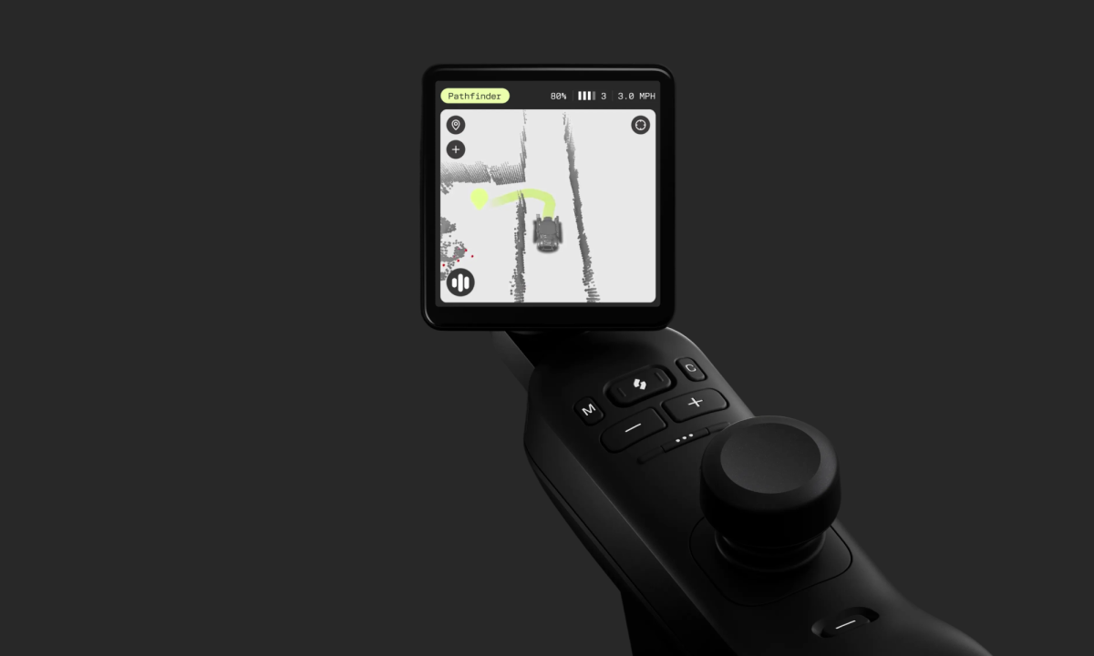 Strutt ev¹ four-inch touchscreen display mounted on the armrest control module