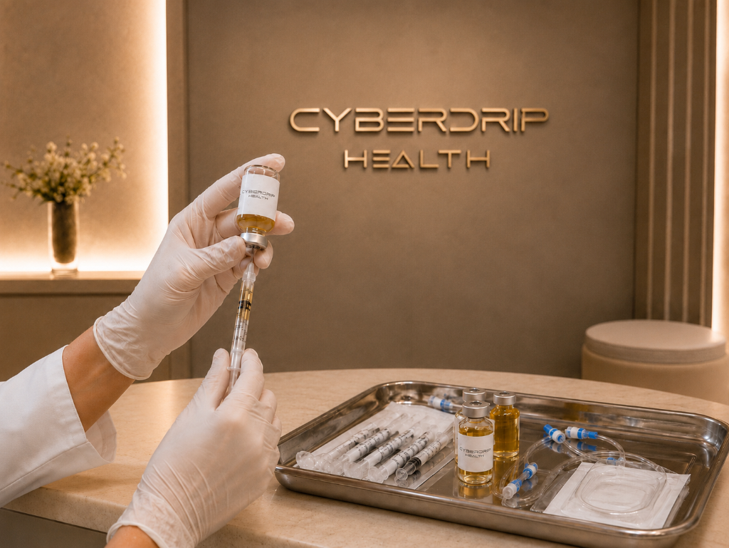 Preparing an IV in Cyberdrip Health's in-house sterile space