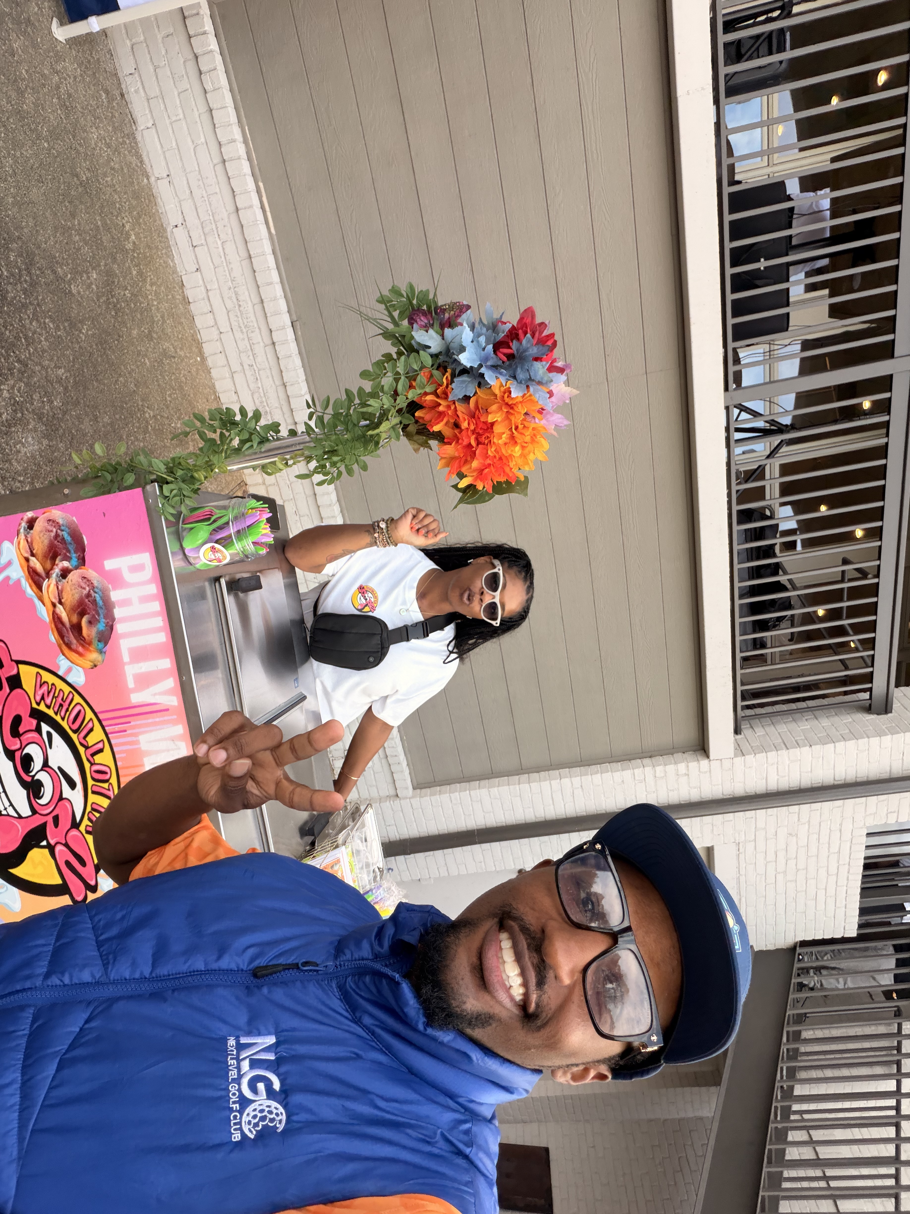 Selfie at a food cart during a community event