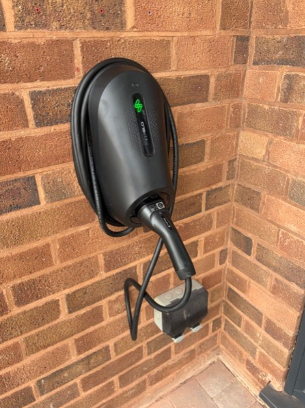 Installed EV charger with cable