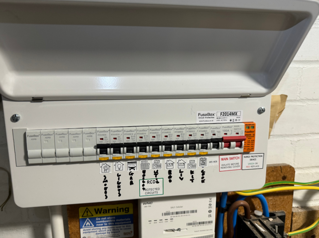 Wall-mounted FuseBox consumer unit with RCD protection