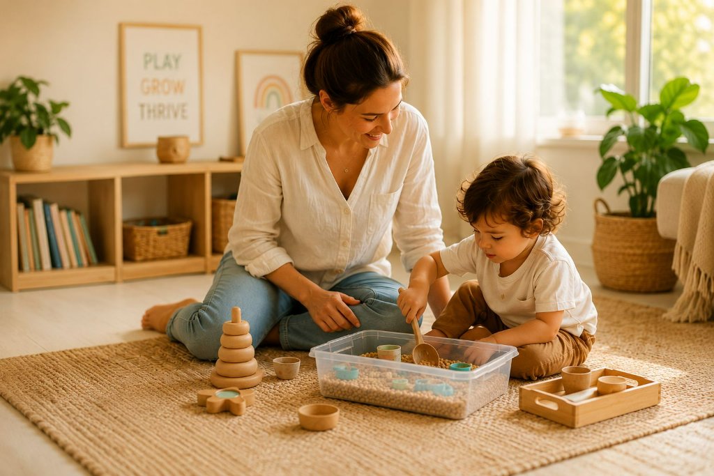 Mom and child playing together