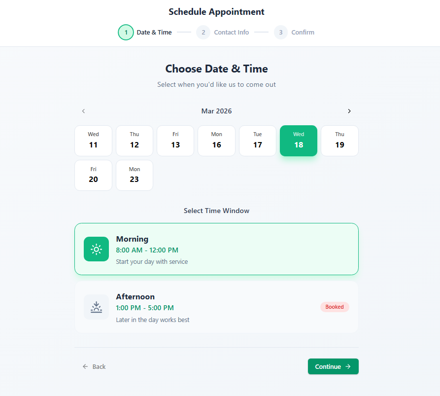 Live scheduling interface