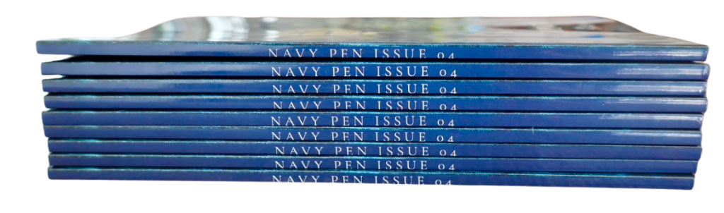 Stack of Navy Pen Issue 04 spines