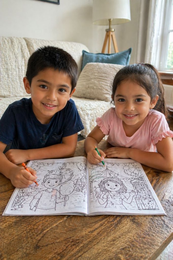 Happy person with personalized coloring book