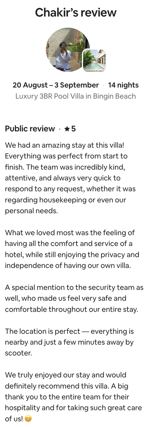 Chakir's guest review
