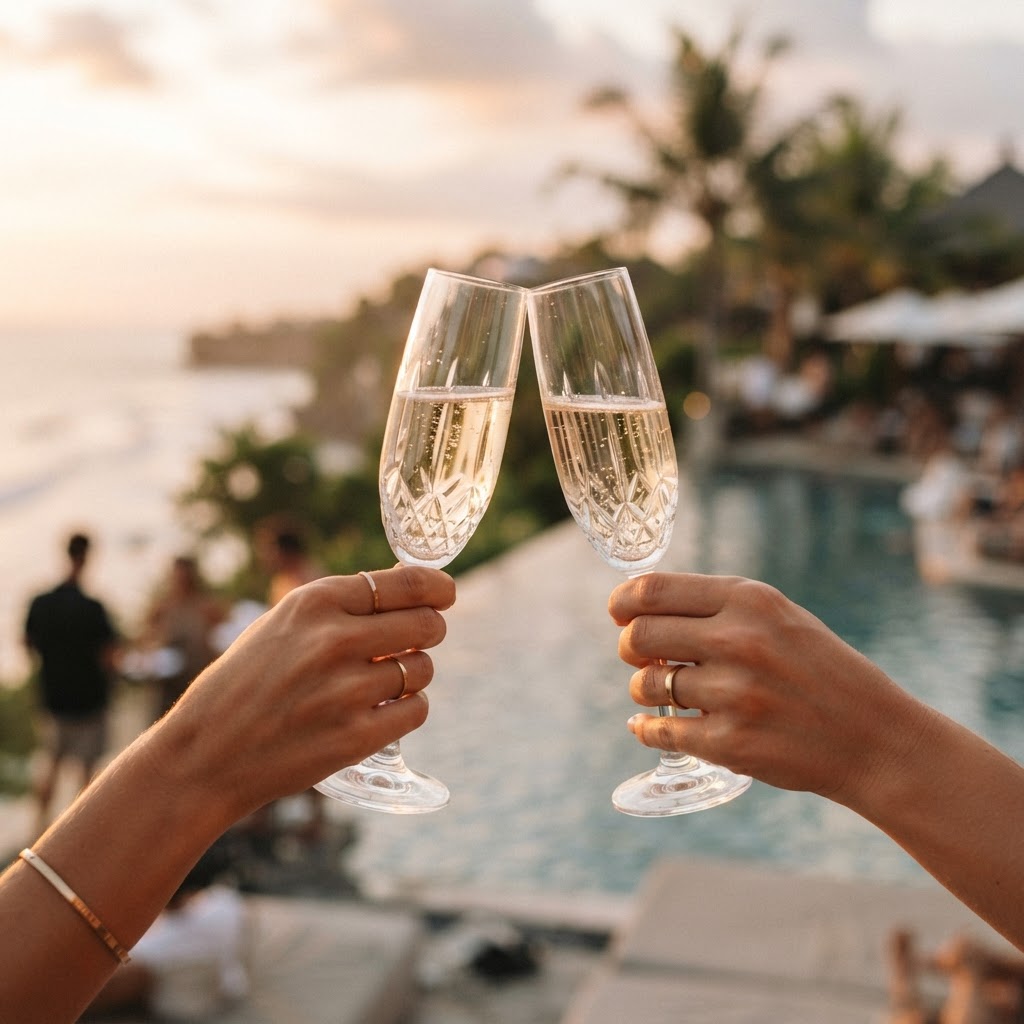 Golden hour at the infinity pool.