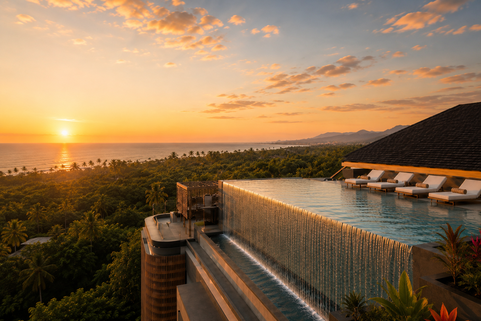 Centerpoint Balangan rooftop infinity pool at golden hour