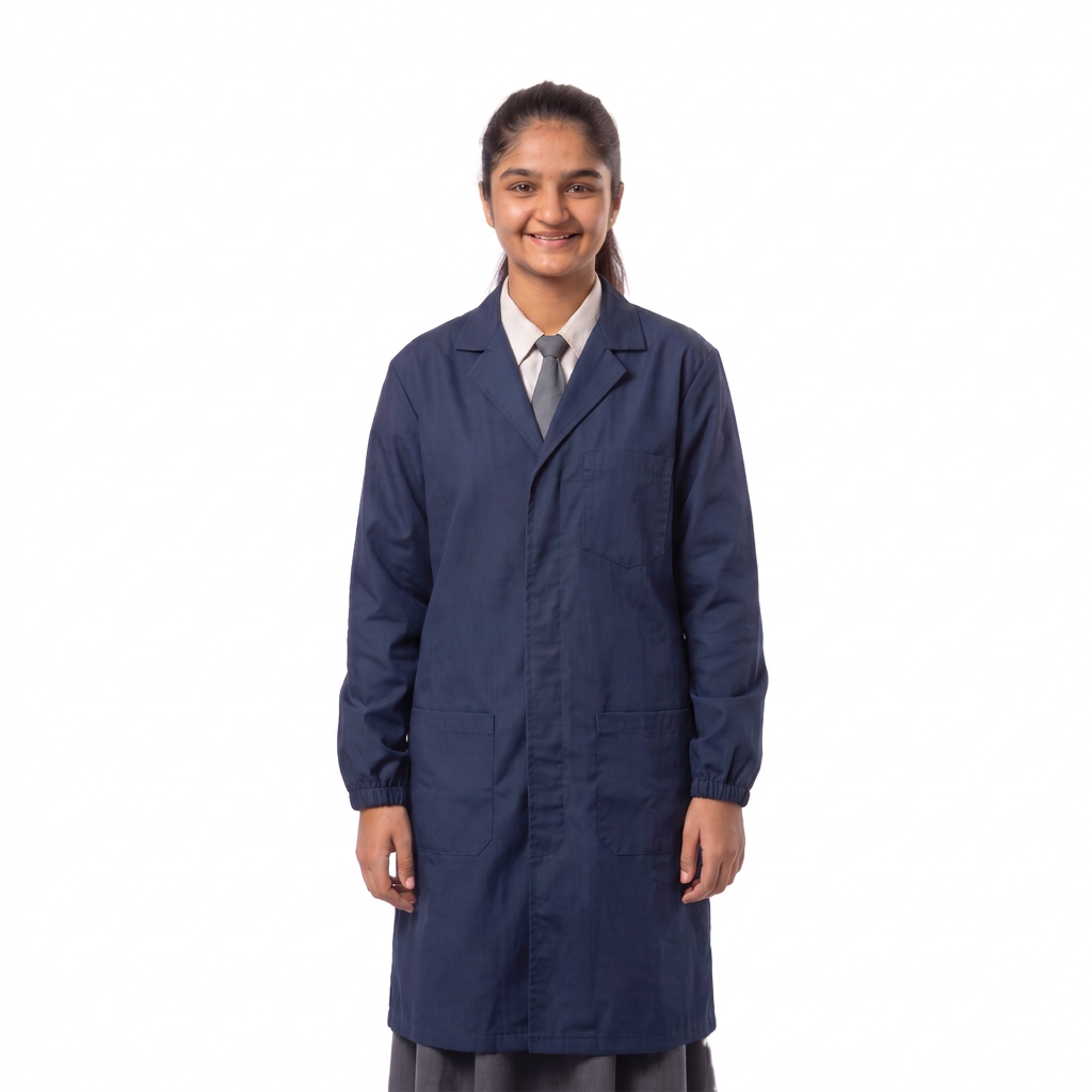 Elastic Cuff Lab Coat - Navy - Navy unisex coat