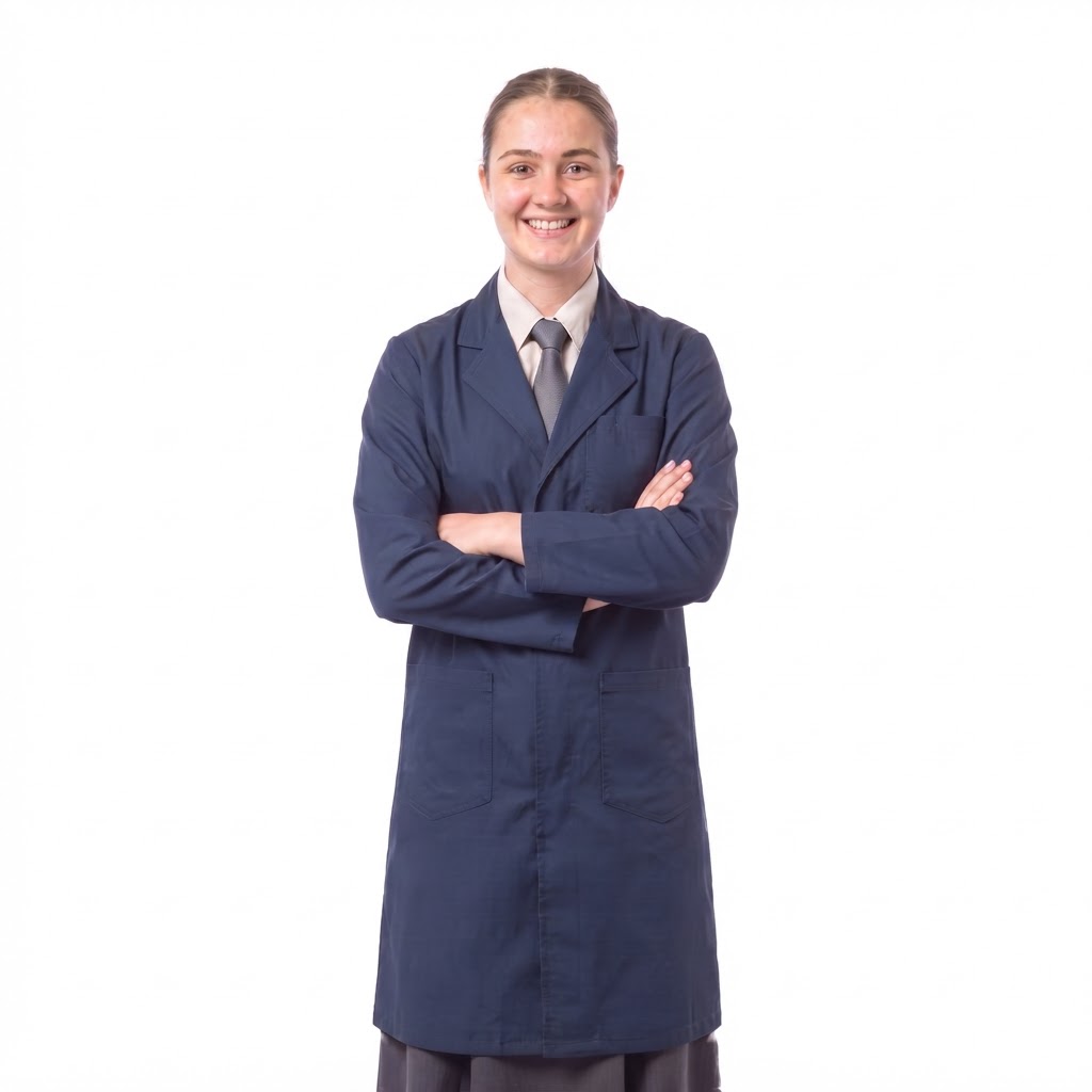 Traditional Cuff Lab Coat - Navy - Navy unisex coat