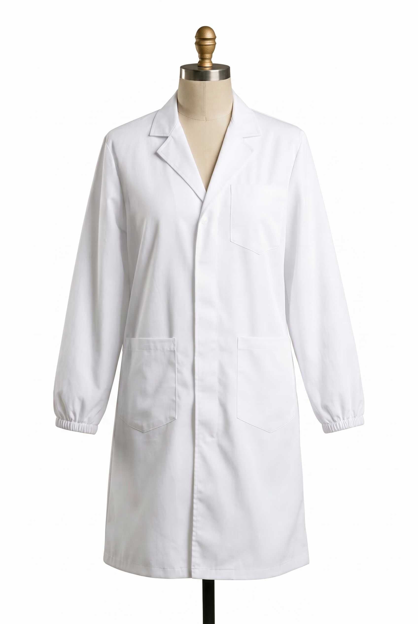 Elastic Cuff Lab Coat - White - Professional unisex lab coat