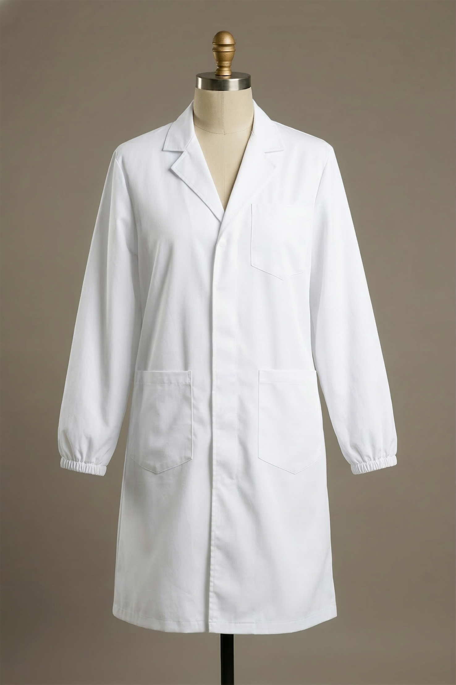 Elastic Cuff Lab Coat - White - View 2