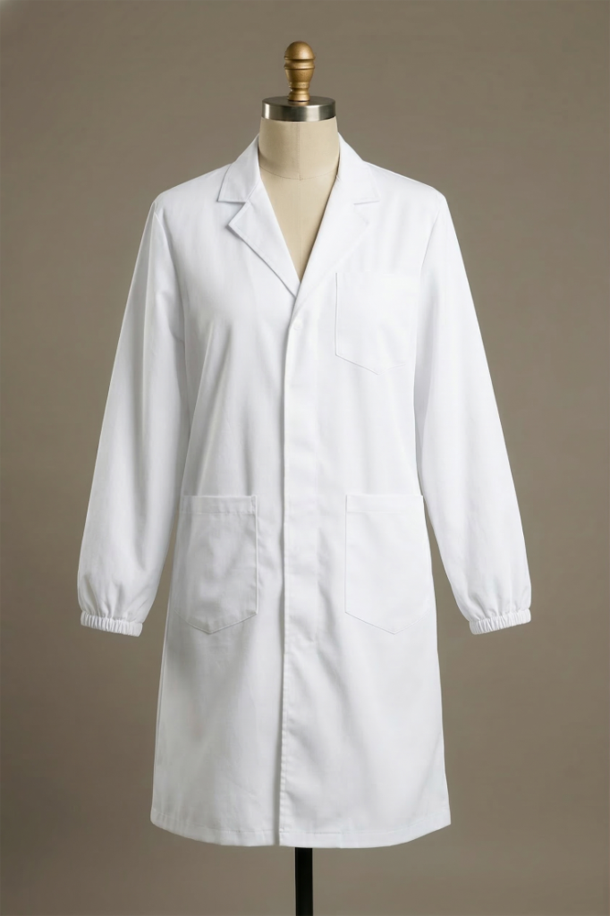 Elastic Cuff Lab Coat - White - Professional unisex lab coat