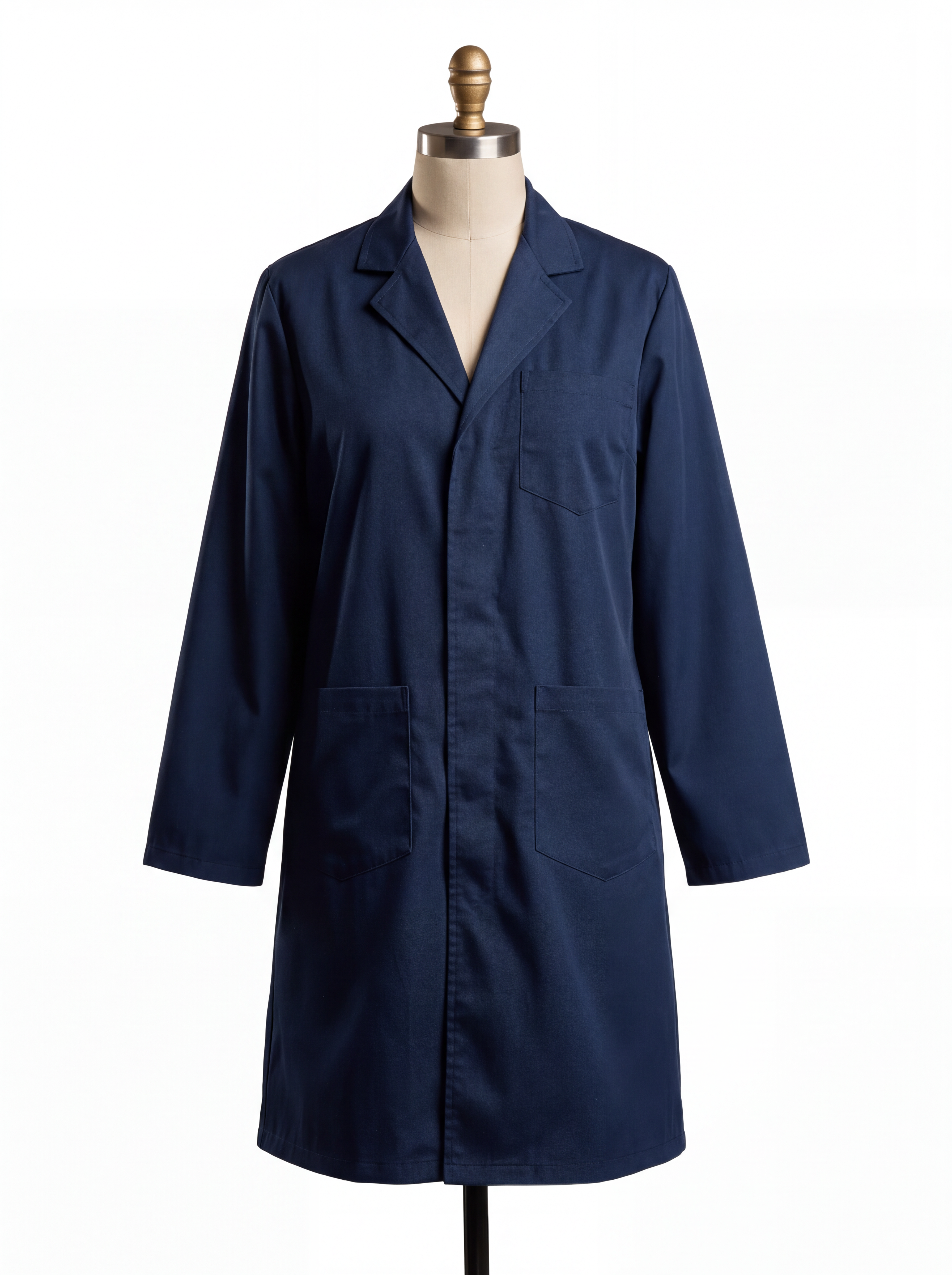 Traditional Cuff Lab Coat - Navy - Professional unisex lab coat
