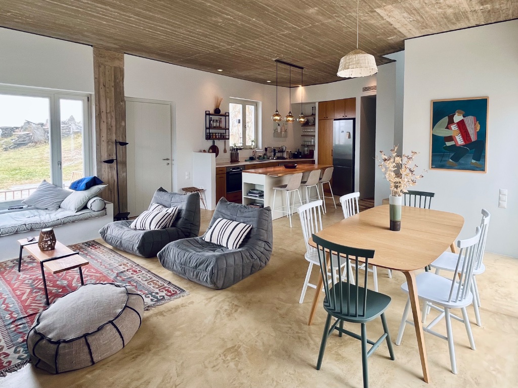 Open living room and kitchen