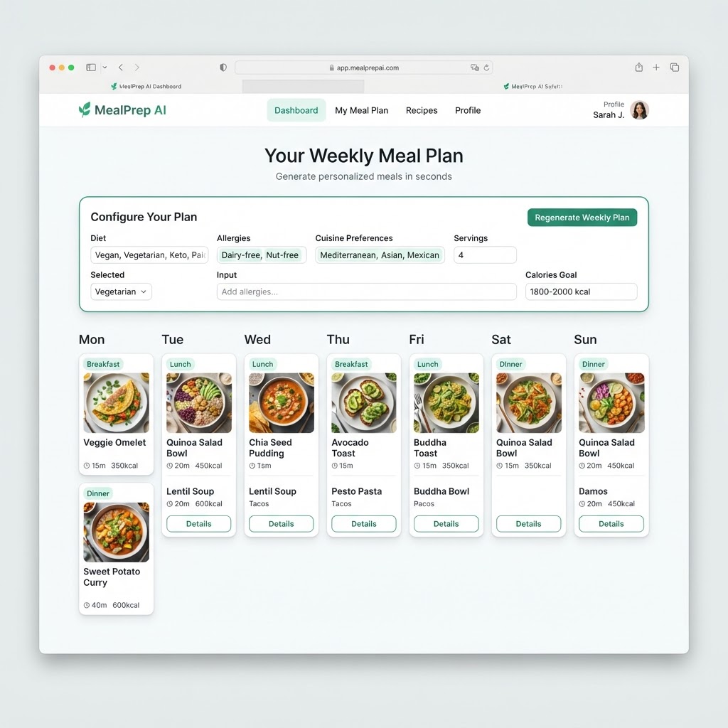 MealPrep AI — the app Sofia built after taking the course