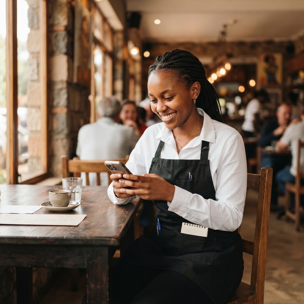 For CEOs: Kenyan worker on their phone