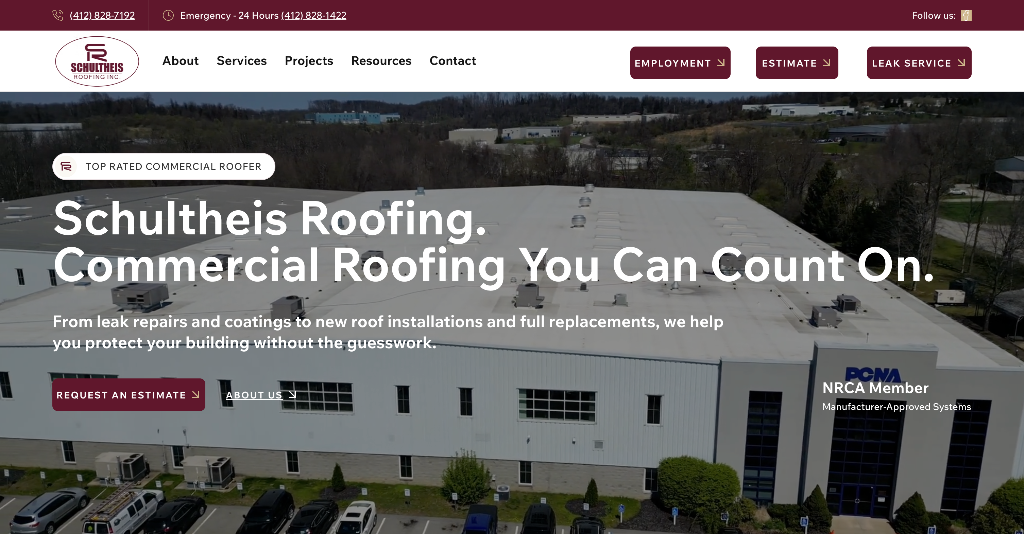 Schultheis Roofing — after redesign