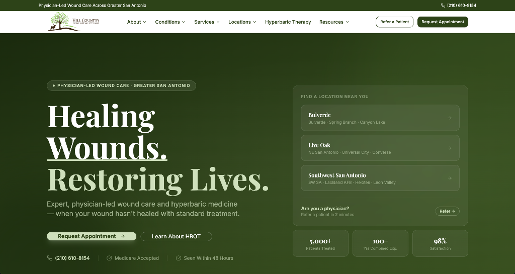 Hill Country Wound Care — after redesign