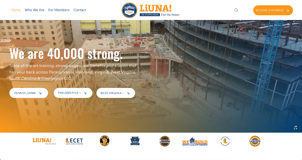 LiUNA Mid-Atlantic — after redesign