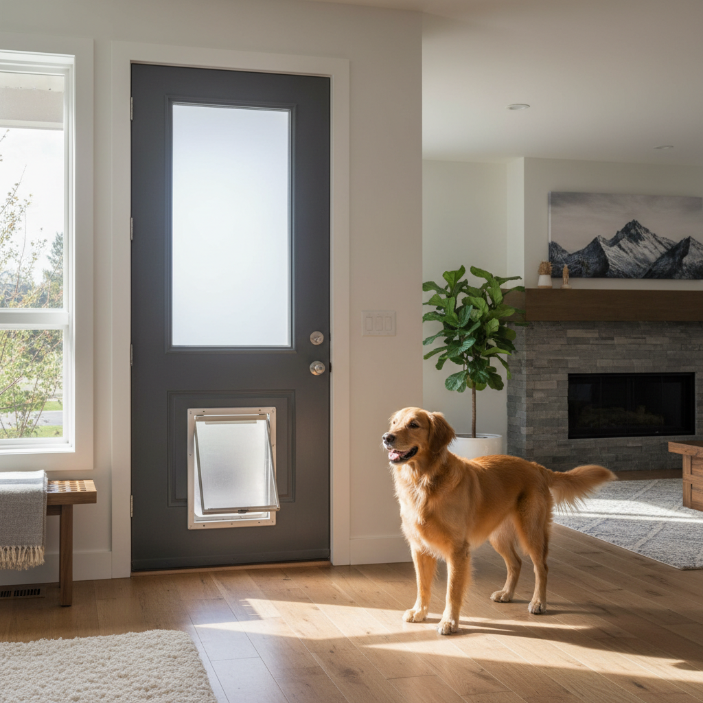 Energy-efficient pet door installed in a Colorado home