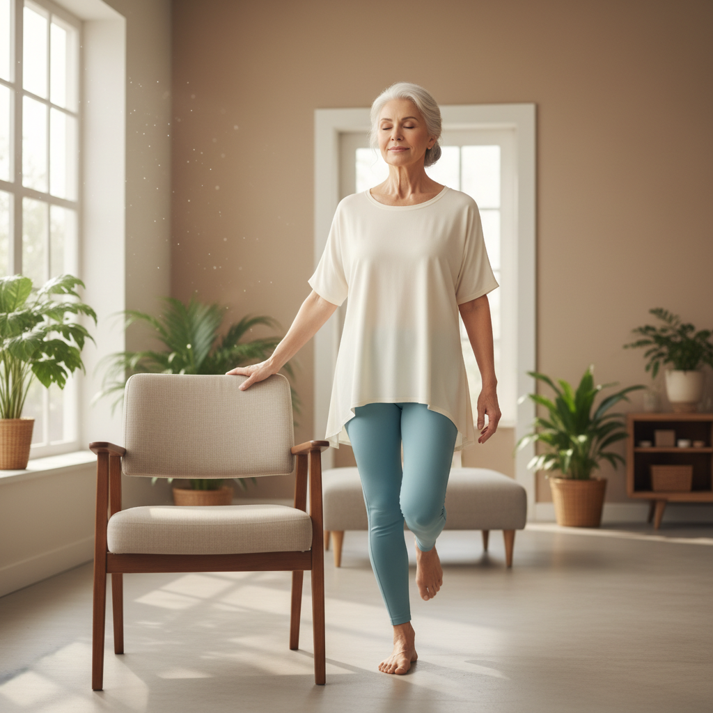 Seniorin beim vestibulären Balancetraining – Neuroathletik Sturzprophylaxe