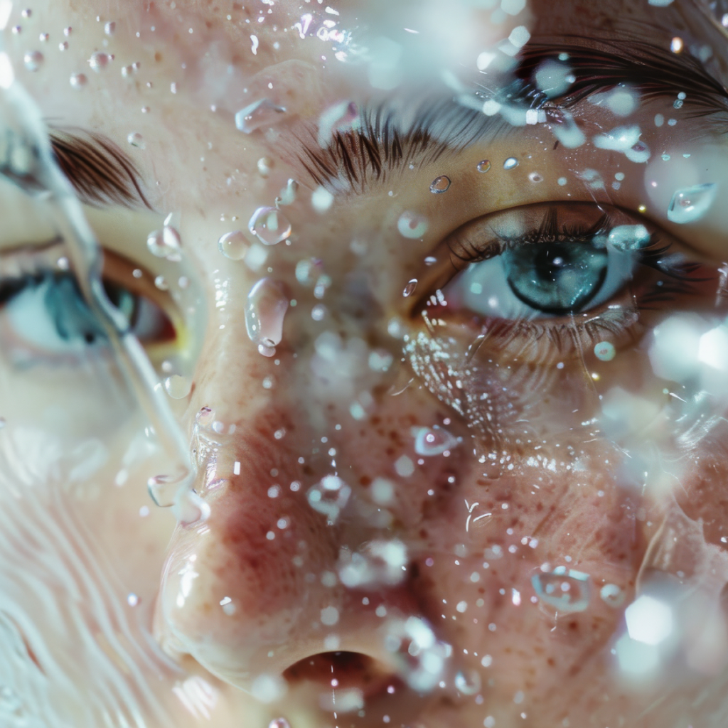 Close up eyes with water droplets