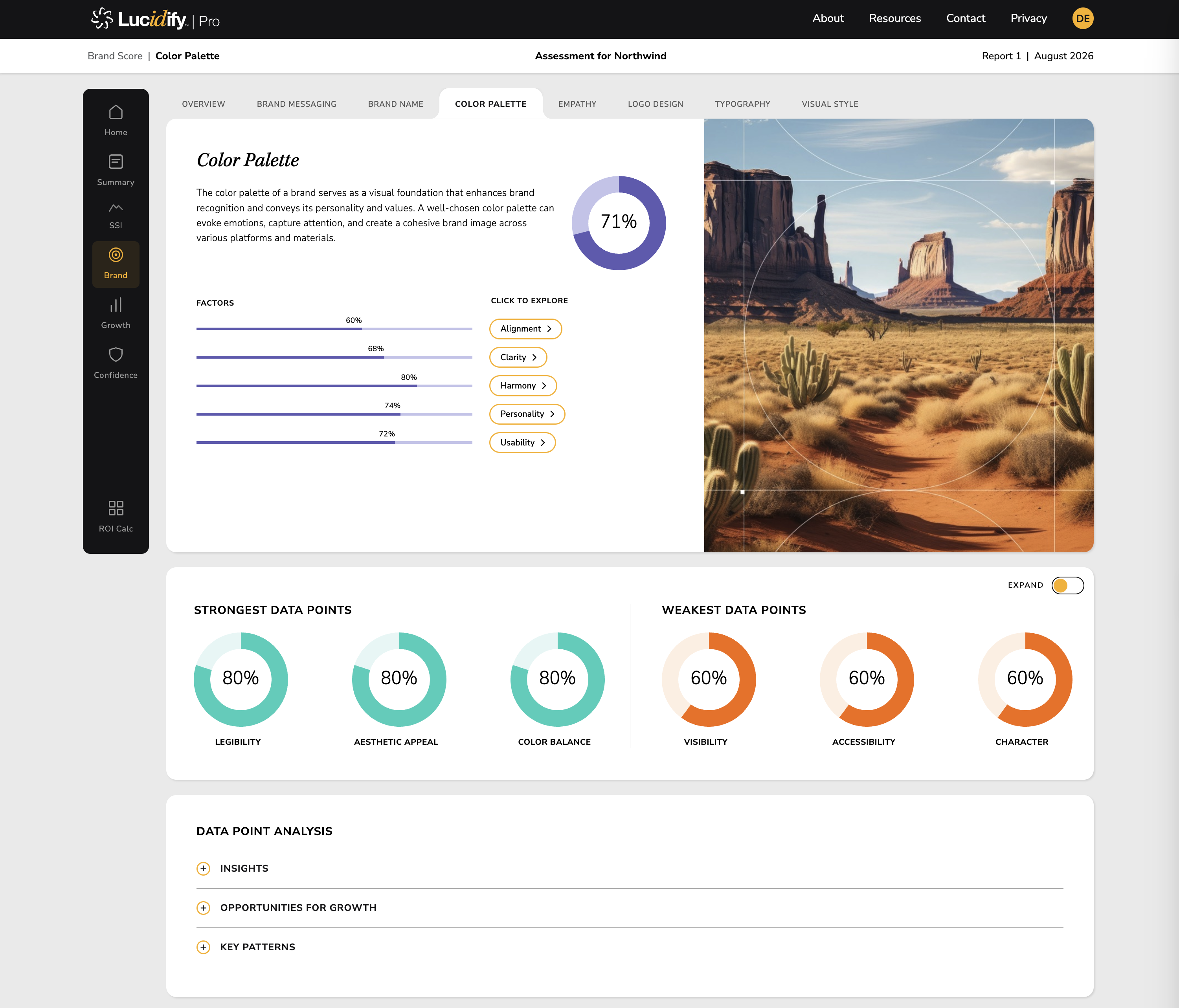 Lucidify analysis dashboard
