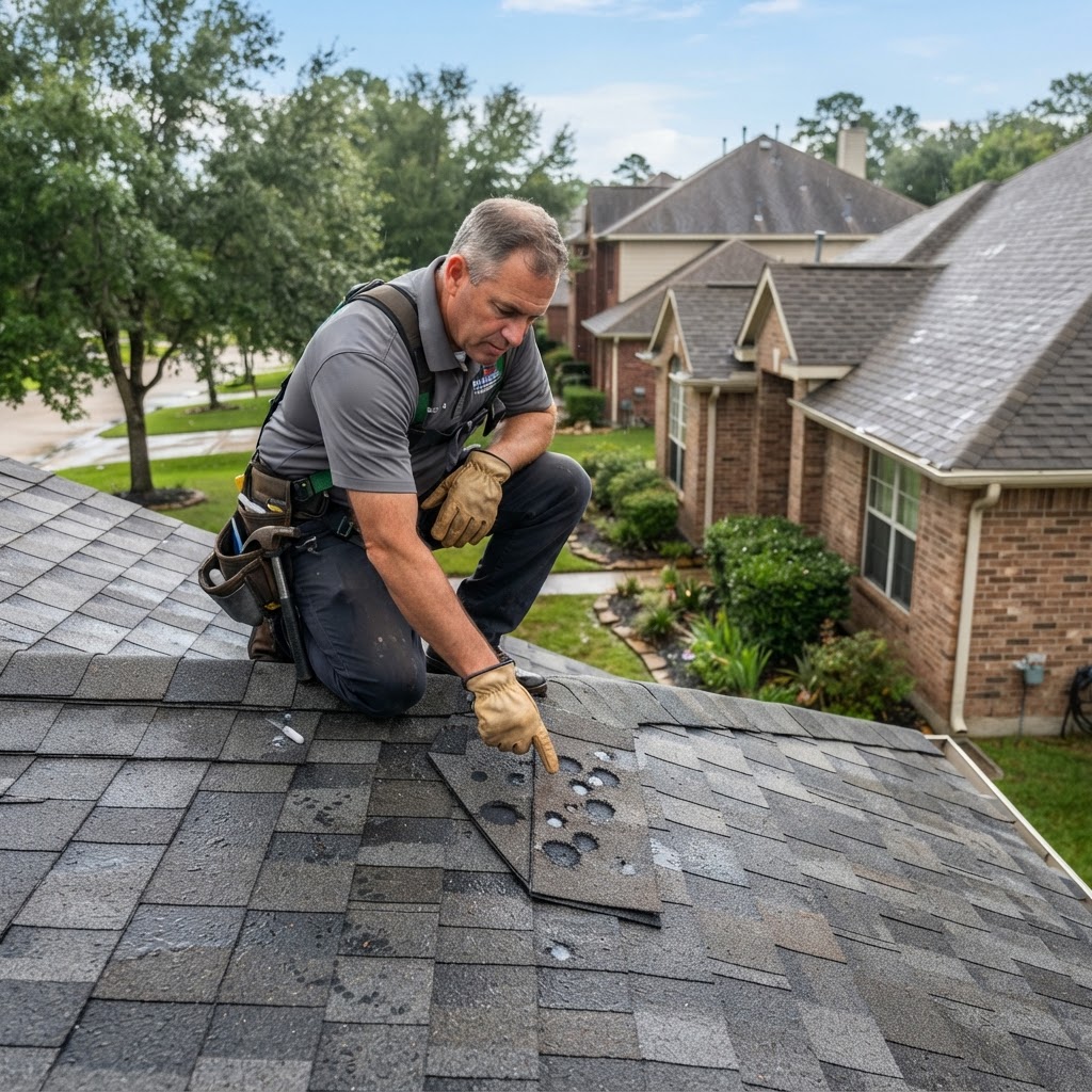 How to Read Your Own Roof for Hail Damage After a Conroe Storm (Before Your Insurance Adjuster Shows Up)