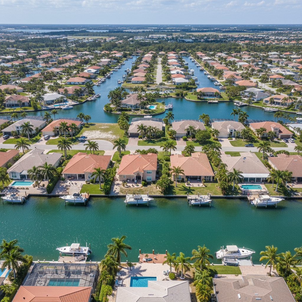 Cape Coral Florida service area aerial view