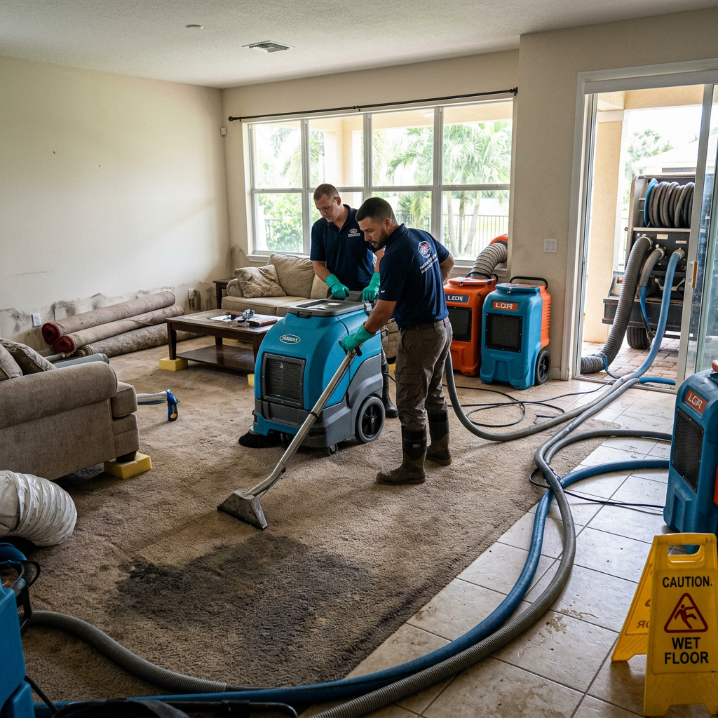 Emergency water damage restoration in a Florida home