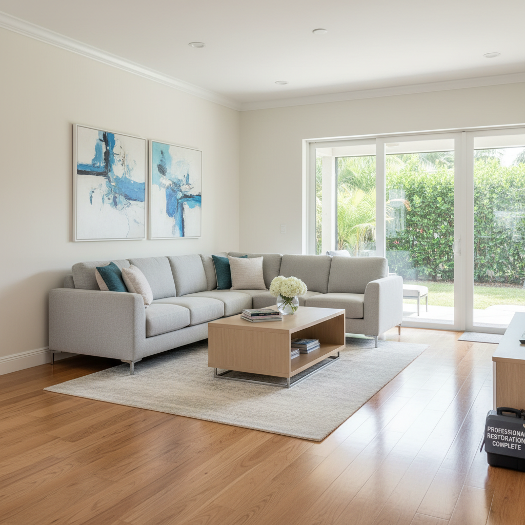 After - Water Damage Restoration β Living Room Flood