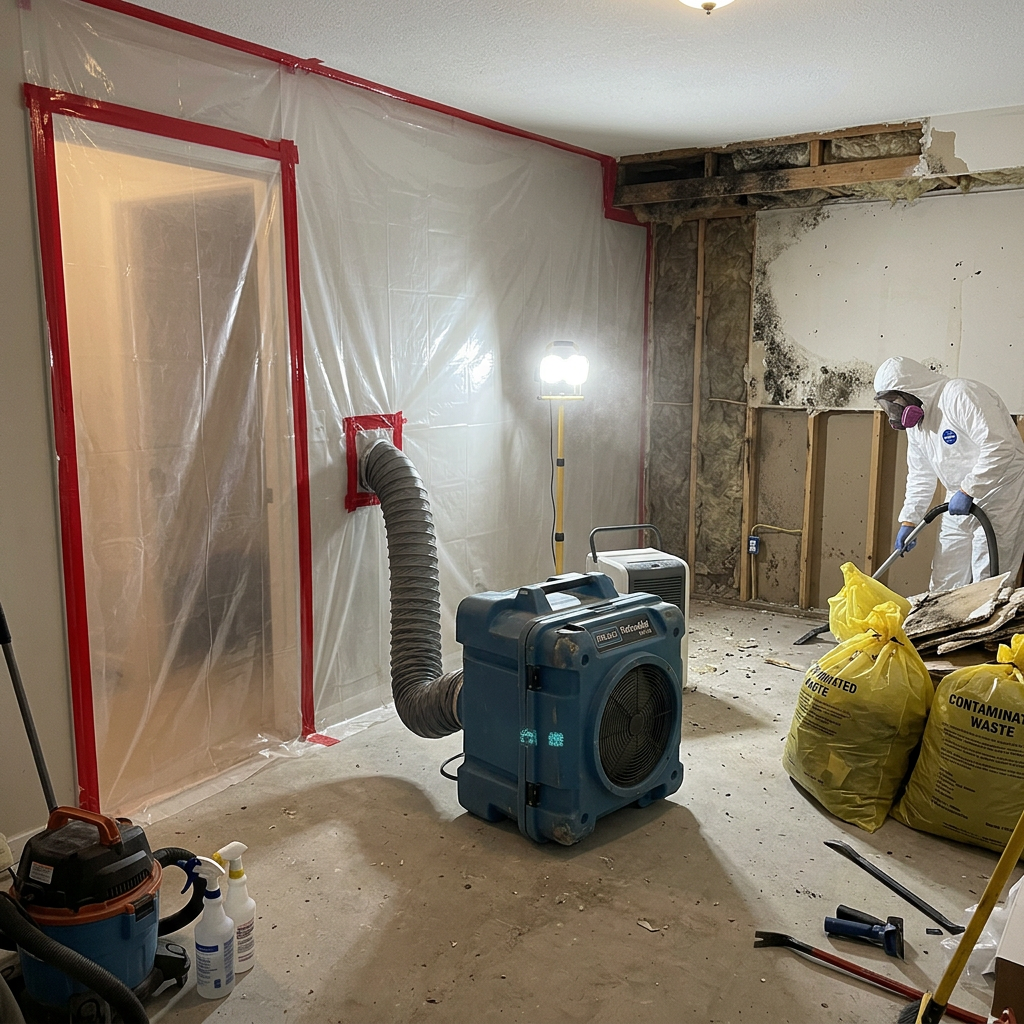 Industrial HEPA air scrubber and negative air pressure equipment for mold remediation