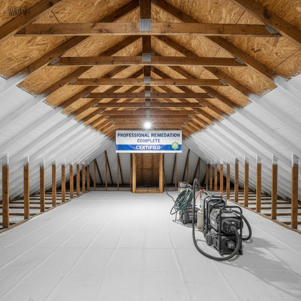 After - Attic Mold Remediation β Rafters & OSB Sheathing