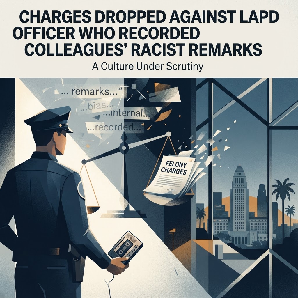 Felony charges dropped against LAPD officer who secretly recorded colleagues making racist remarks